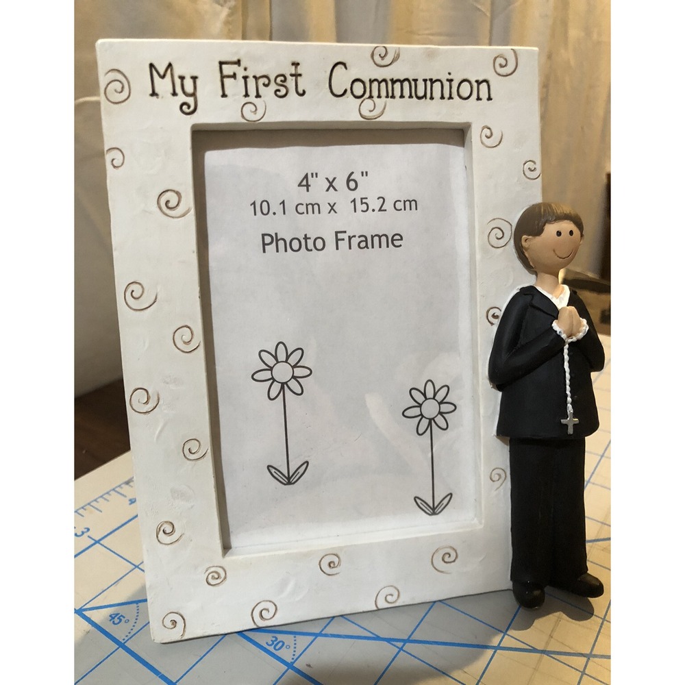 My First Communion Gift Photo‎ Frame Keepsake Frame Holds 4"x6" photo Boy NEW